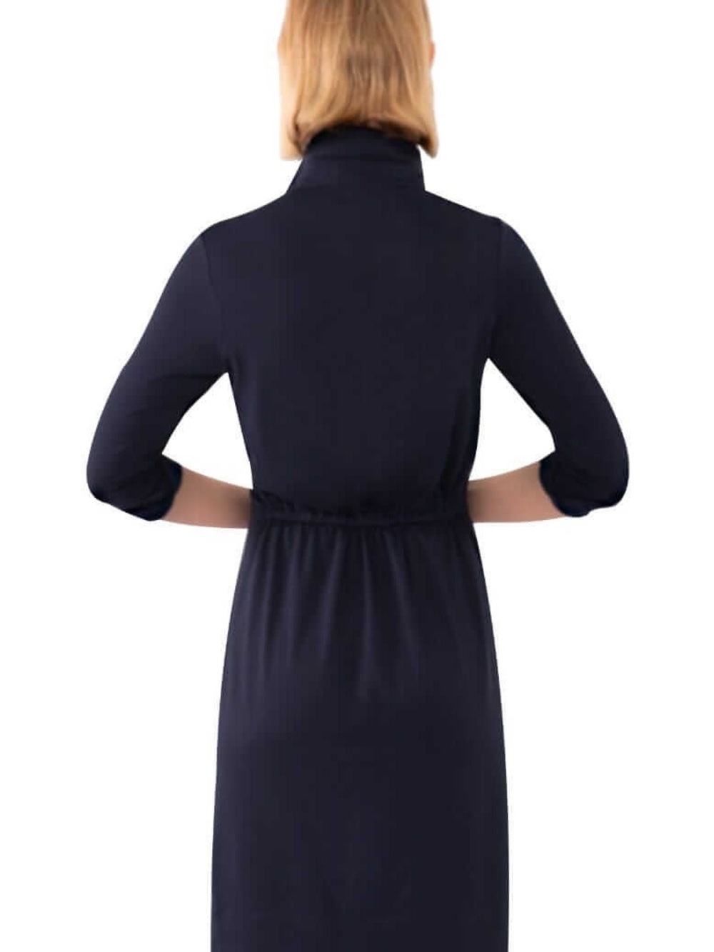 GRETCHEN SCOTT size M Twist & Shout Dress Solid Navy Blue Excellent!! - Picture 3 of 8